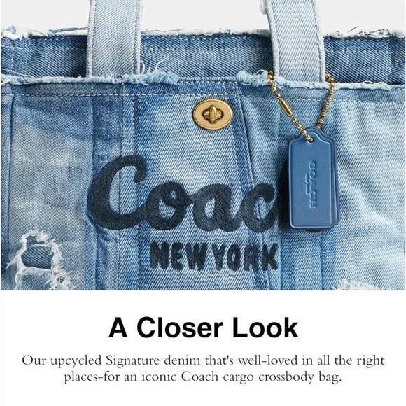 NWT Coach Cargo Tote 26 in Upcycled Denim - Picture 6 of 7